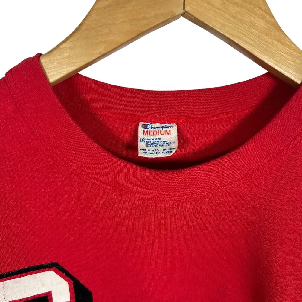 Vintage 70's Champion Red Shelby State Community College Single Stitch Shirt - Picture 4 of 6